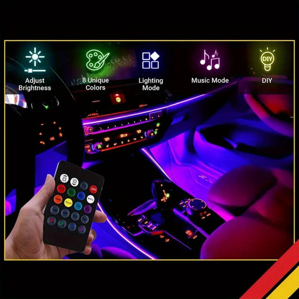 Light Up Your Car With 4pcs 48 LEDs Neon LED Interior Lights - Music Sync, Wireless Remote Control Auto RGB Decorative Lamps