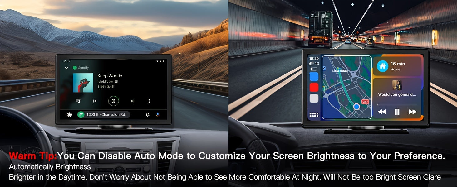 9'' 4K Wireless CarPlay & Android Auto Touchscreen Carabc with Dash Cam, GPS Navigation, Mirror Link, FM, Voice Control