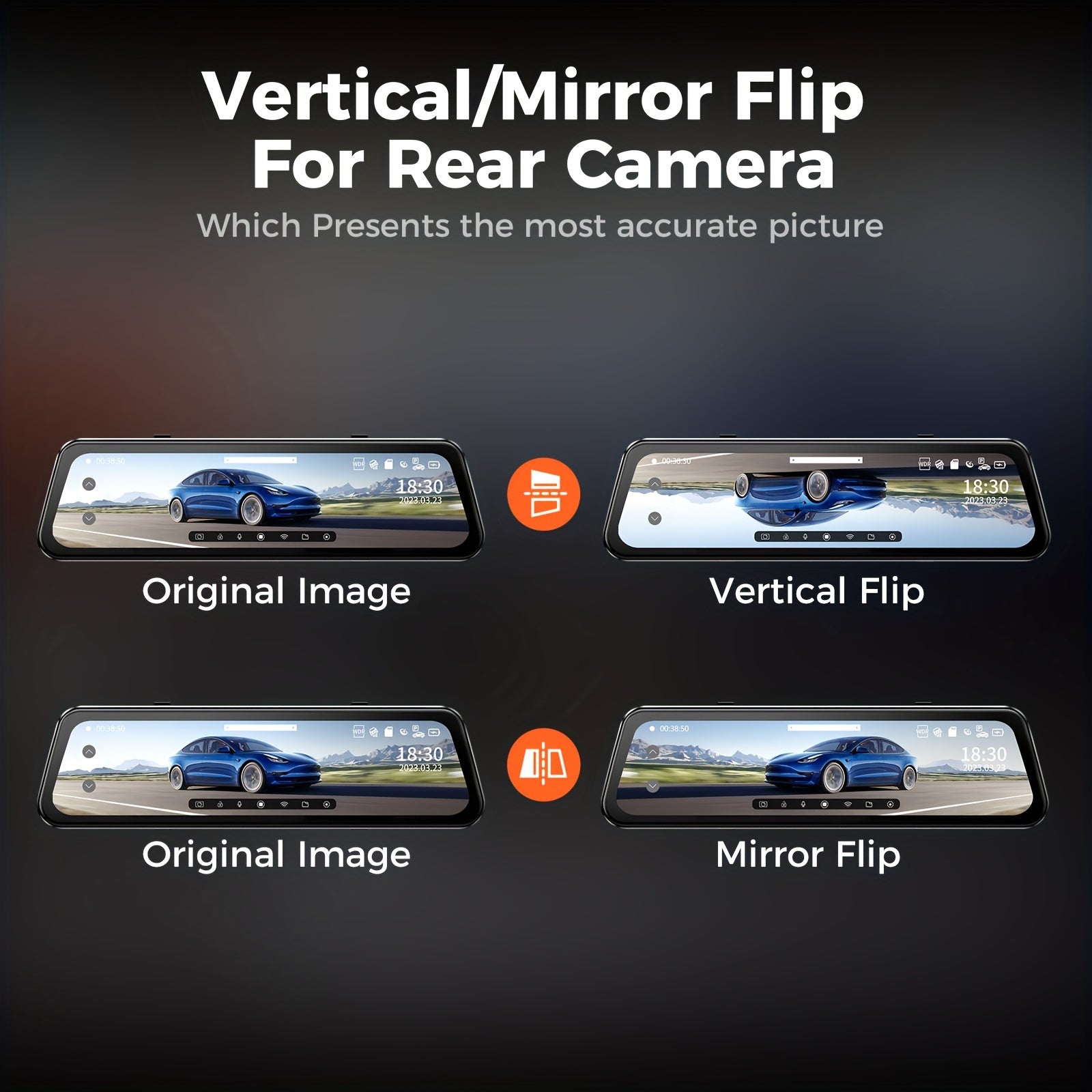 LD2K UHD 10" Full Touch Screen Rear View Mirror Dash Cam, Backup Camera, Front 2K And Rear 1080P Dual Channel Dash Cam, WDR Night Vision, Build-in WiFi, Loop Recording, Emergency Lock, Parking Mode, Simple Installation.