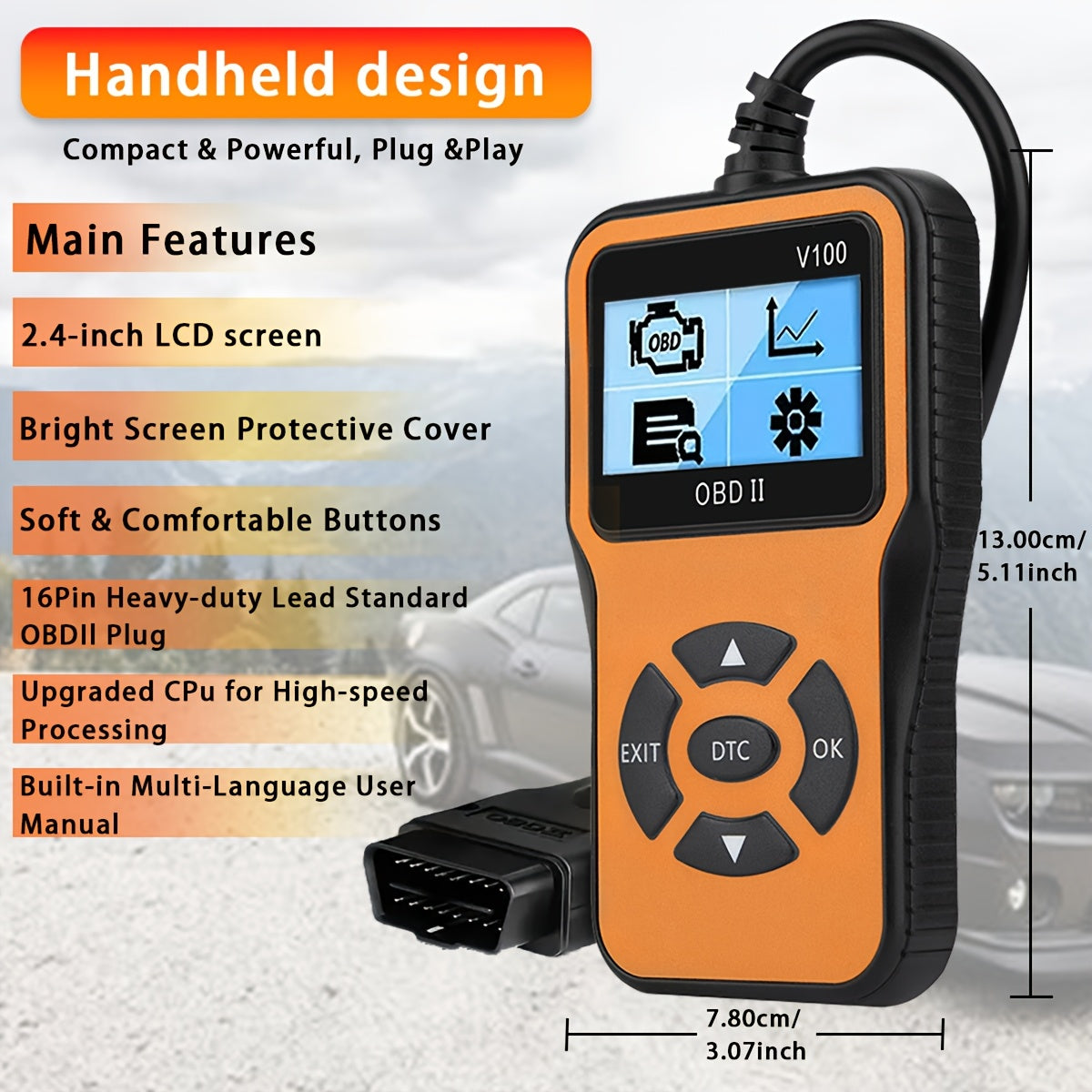 Car OBD2 Diagnostic Scanner Code Reader Engine Fault Code Reader Scanner Can Diagnose Scan Tool For All OBD II Protocol Cars Since 1996, Read Code Erase Code Battery Test Data Stream