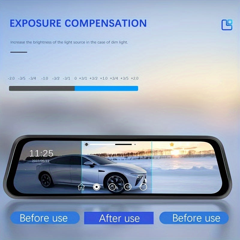 10 Inch Full Touch Screen Front 1080P & 1080P Rear Dash Cam, Front 170° & Rear 150° Wide Angle View, Super Night Vision, Adjustable Front Camera, Split Screen Display, Emergency Video Lock, Parking Mode, Loop Recording, Eas