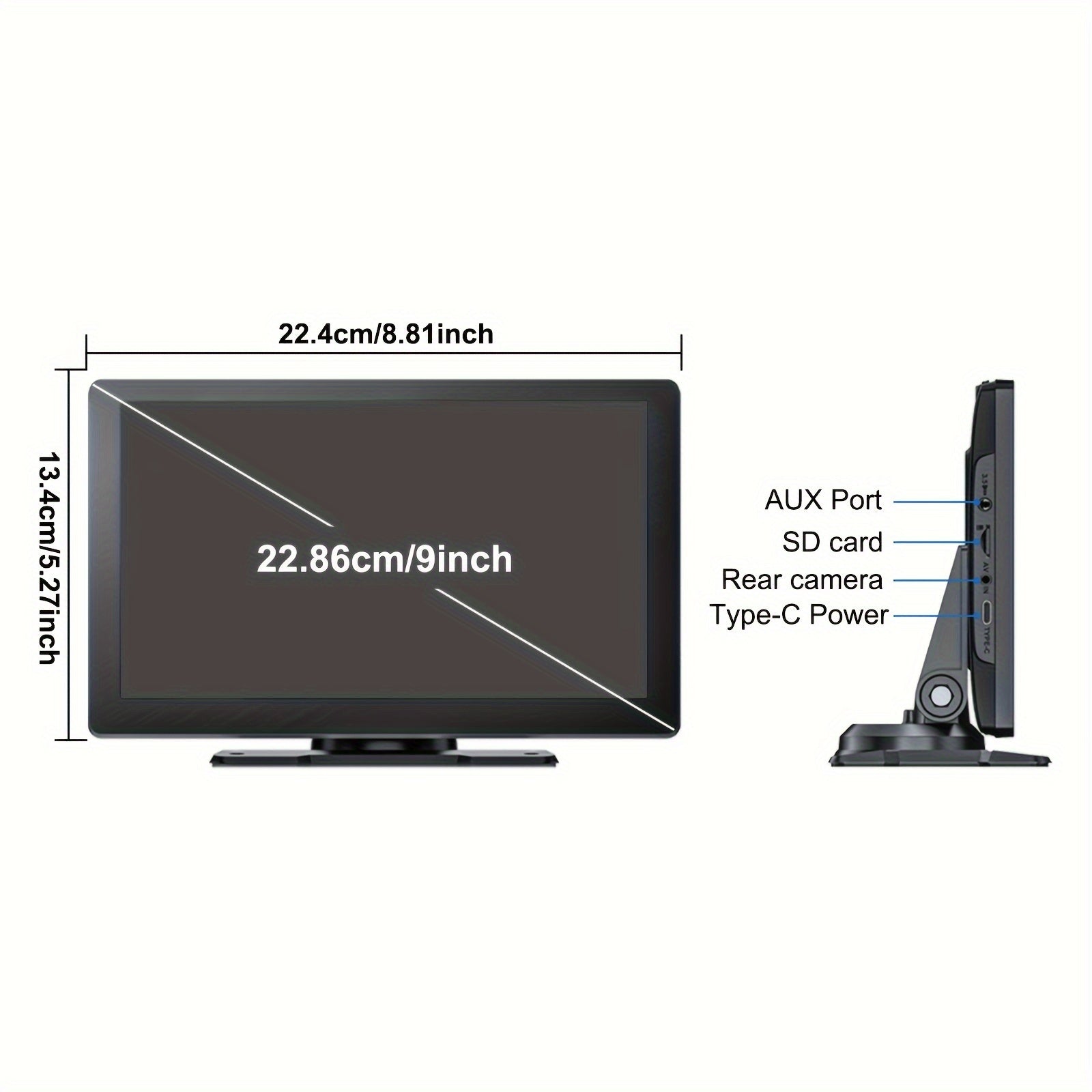 9 Inch Wireless Car Stereo Compatible With Car Play And Android Auto, 9 Inch HD Portable BT Car Play Touch Screen For Car, Backup Camera(Optional), Car Play For All Cars, GPS Navigation, Car Audio Receivers With BT, Airplay,