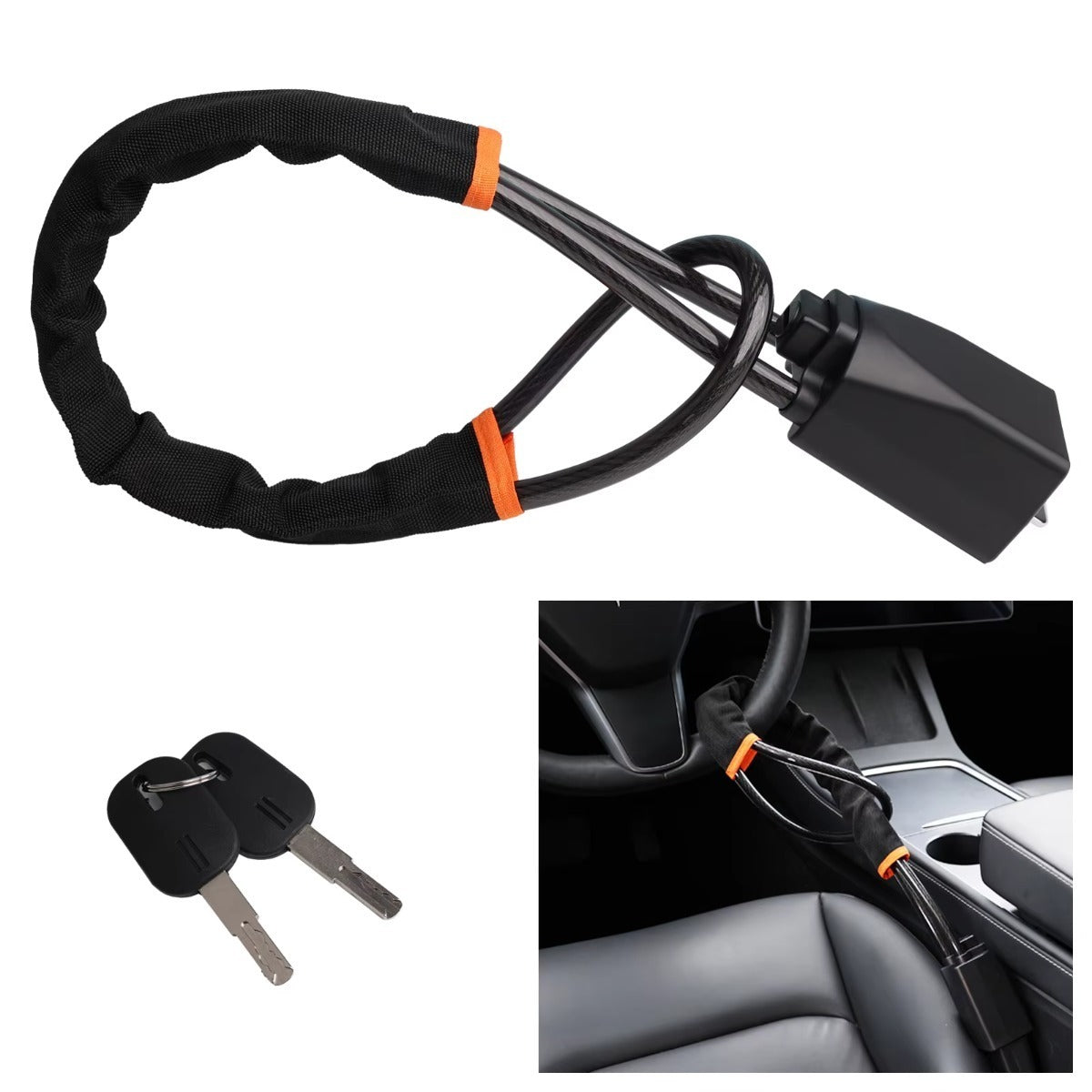 1PCS Steering Wheel Lock Car Seat Belt Lock Car Anti-theft Device Anti-theft Bar Safety Anti-theft Car Lock Suitable for Most Vehicles