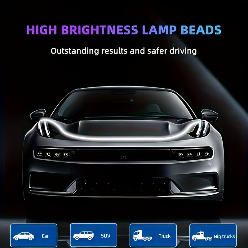 70 Inches, Car Hood/tailgate Installation Light Bar with Dynamic Scanning Welcome Mode Effect, 12V Hard-wired Installation Car LED White Light Bar with Turn Signal Effect, Suitable for Cars, SUVs, Etc. (white Light)