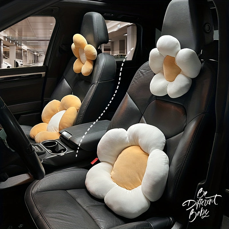 1pc Adorable Flower Car Headrest Pillow - Soft Neck Support for Ladies - Comfortable, Ergonomic Design - Premium Car Interior Accent