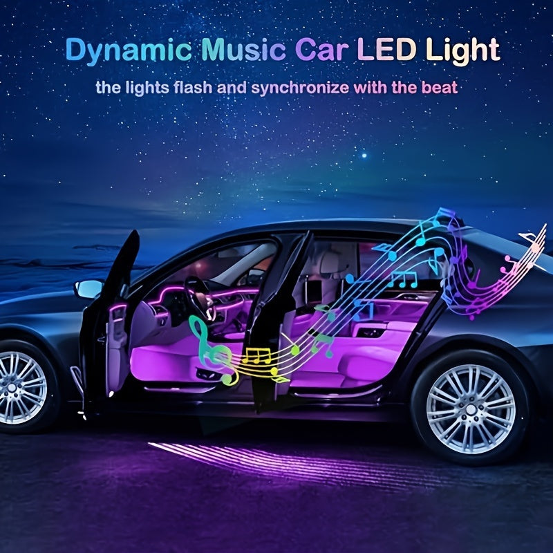 Interior Car LED Strip Lights APP Control, 5 In 1 RGB 16 Million Colors Ambient Lighting Kit With 236 Inches Fiber Optic, Music Mode Inside Car Lighting Accessories, Car Led Lights Interior, Ambient Lighting Car 5V-24V