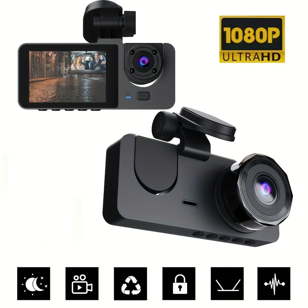 1080P Dual Camera Dash Cam For Cars With IR Night Vision, Loop Recording, And Wide Angle Lens-3.16 Inch IPS Screen, 32GB Card Optional.