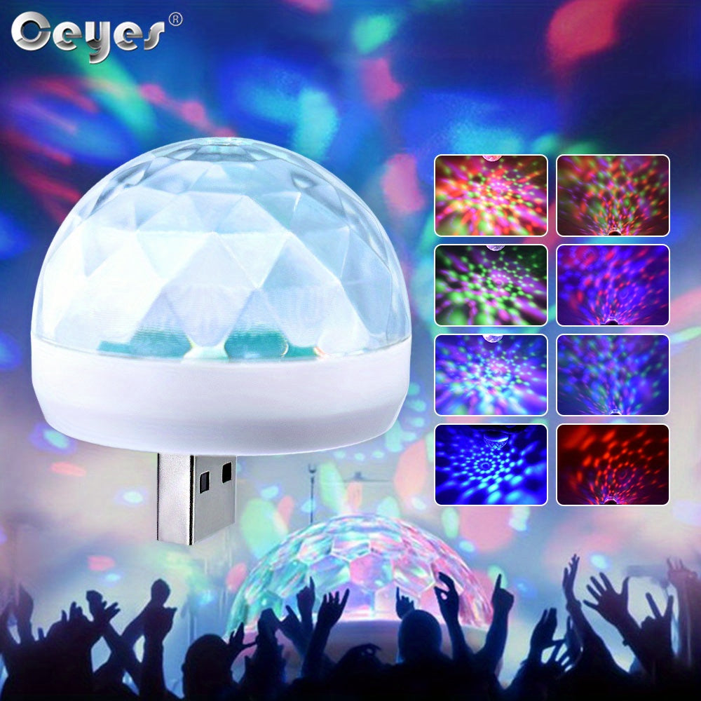 Ceyes Led Small Magic Mall/Disco Party USB Colorful Neon Lights Car LED Ambient Lights Sound Activated Mini Magic Ball Car LED Lights USB Neon Lig