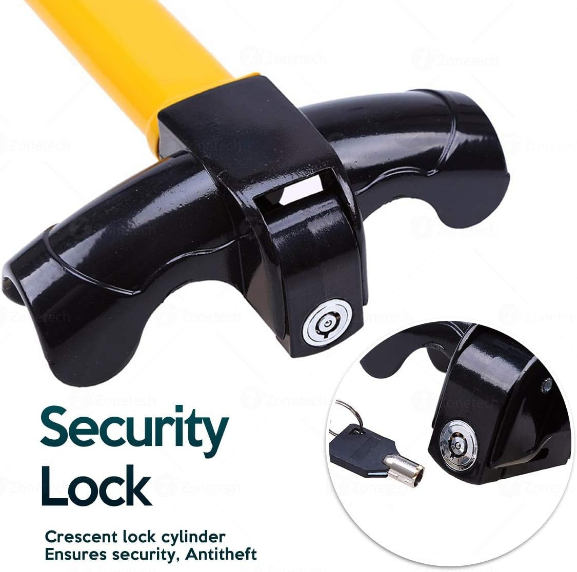 Zone Tech Car Steering Wheel Lock - Premium Quality Strong Durable Heavy Duty Anti-Theft Universal rotary Steering Wheel Lock