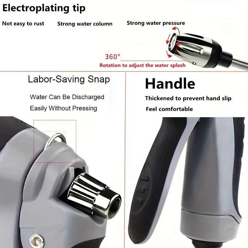 1pc Portable High-Pressure Hose Spray Gun with 3/4" and 1/2" Quick Connect Adapters, Adjustable Thick Rod Spray, Multi-Functional Garden Hose Nozzle for Car Washing and Pet Cleaning, Pet Washing Hose | Adjustable Spray Patter