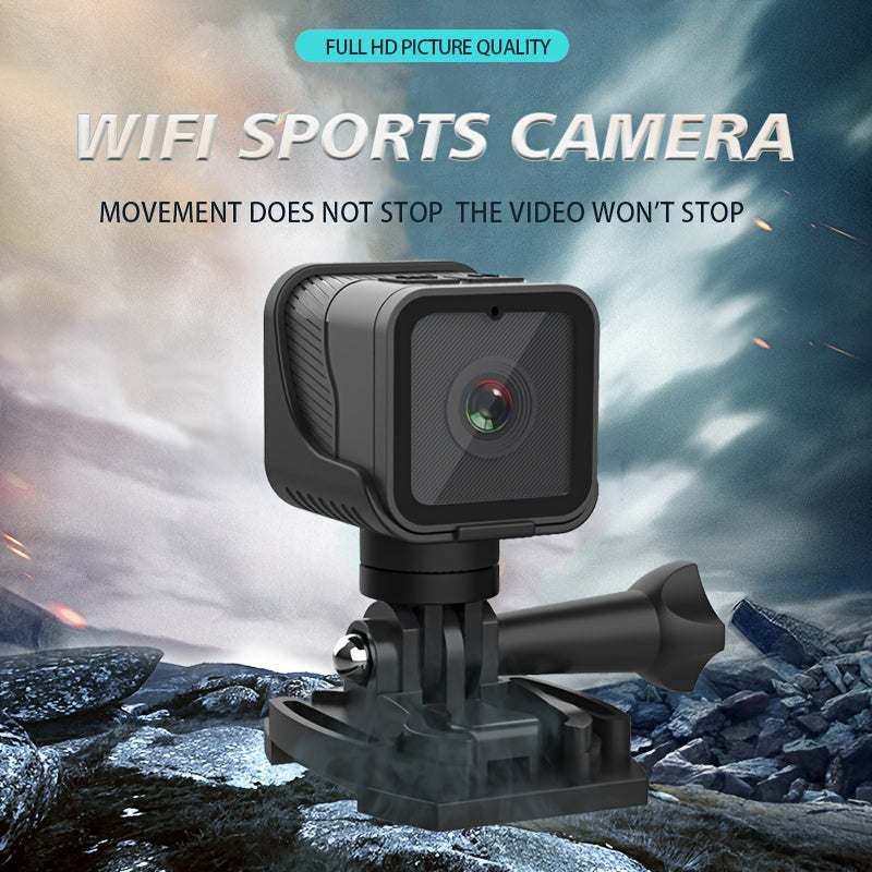 1080P HD Portable Camera with Hotspot Wifi, Motorcycle & Bicycle Dash Cam, Self-Adhesive Mount, Rechargeable Battery, App Control, Compact Design for Outdoor Sports & Cycling, Cycling Accessories, Sleek Gadget, Durable Constr