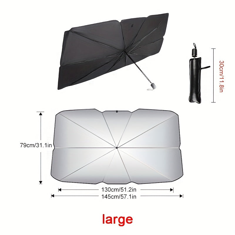 Automobile Windshield Sunshade-Foldable Automobile Umbrella Sunshade, Anti-Ultraviolet Car Front Window (Heat Protection) Windshield Cover Card