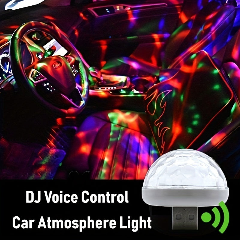 Magic Mini LED Car Light - Voice-Controlled, Rotating, Color-Changing Stage Light for Party Atmosphere - Compact, USB-Powered, Easy-to-Install, Disco Lighting for Car Interior