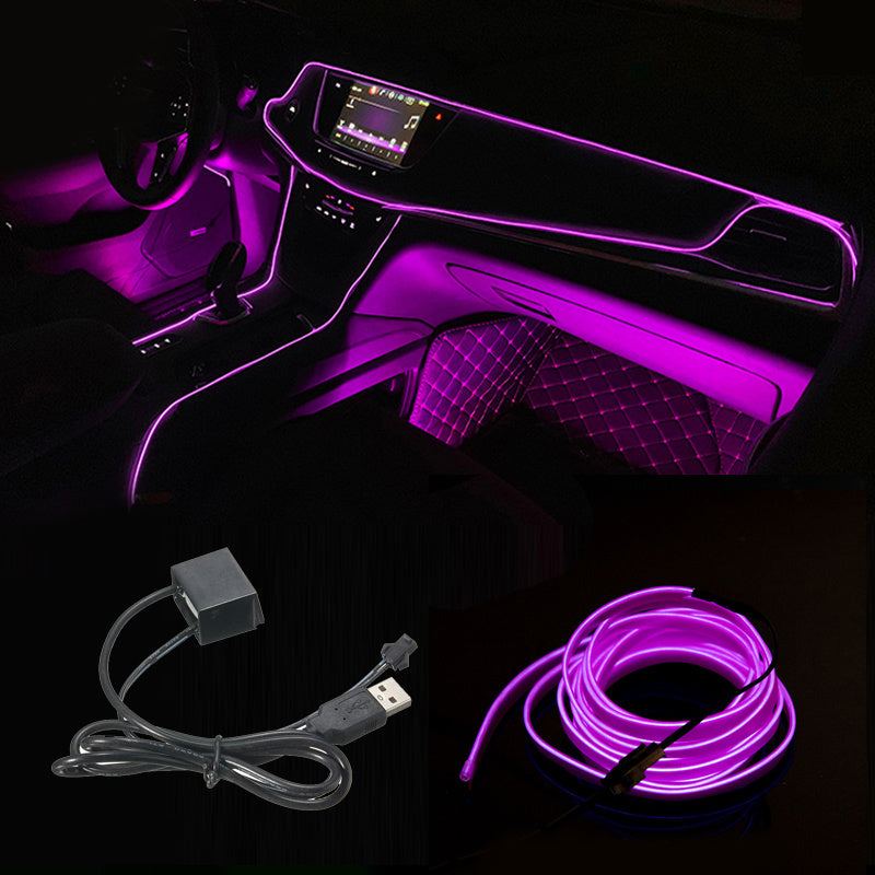 196.85inch Car Environment El Wire LED USB Flexible Neon Interior Lights Assembly RGB Light for Automotive Decoration Lighting Accessories for car party DIY Living Room and Bedroom Atmosphere Decoration, Bedroom Lights, Best