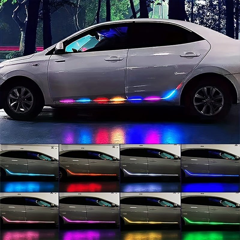 2PCS RGB Car LED Light Strip, Exterior Side Door Skirts Ambient Lighting Dreamcolors, Car Atmosphere Lights, 20 Music Modes, App Control Waterproof Neon Lighting Kits For Cars, SUVs, Trucks12V
