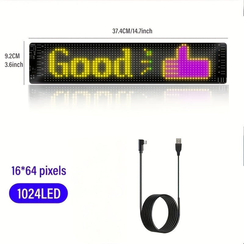 2pcs Multilingual Car LED Matrix Pixel Panel Scrolling Advertising 5V USB Remote Control Car Truck Devil's Eye Signs Light