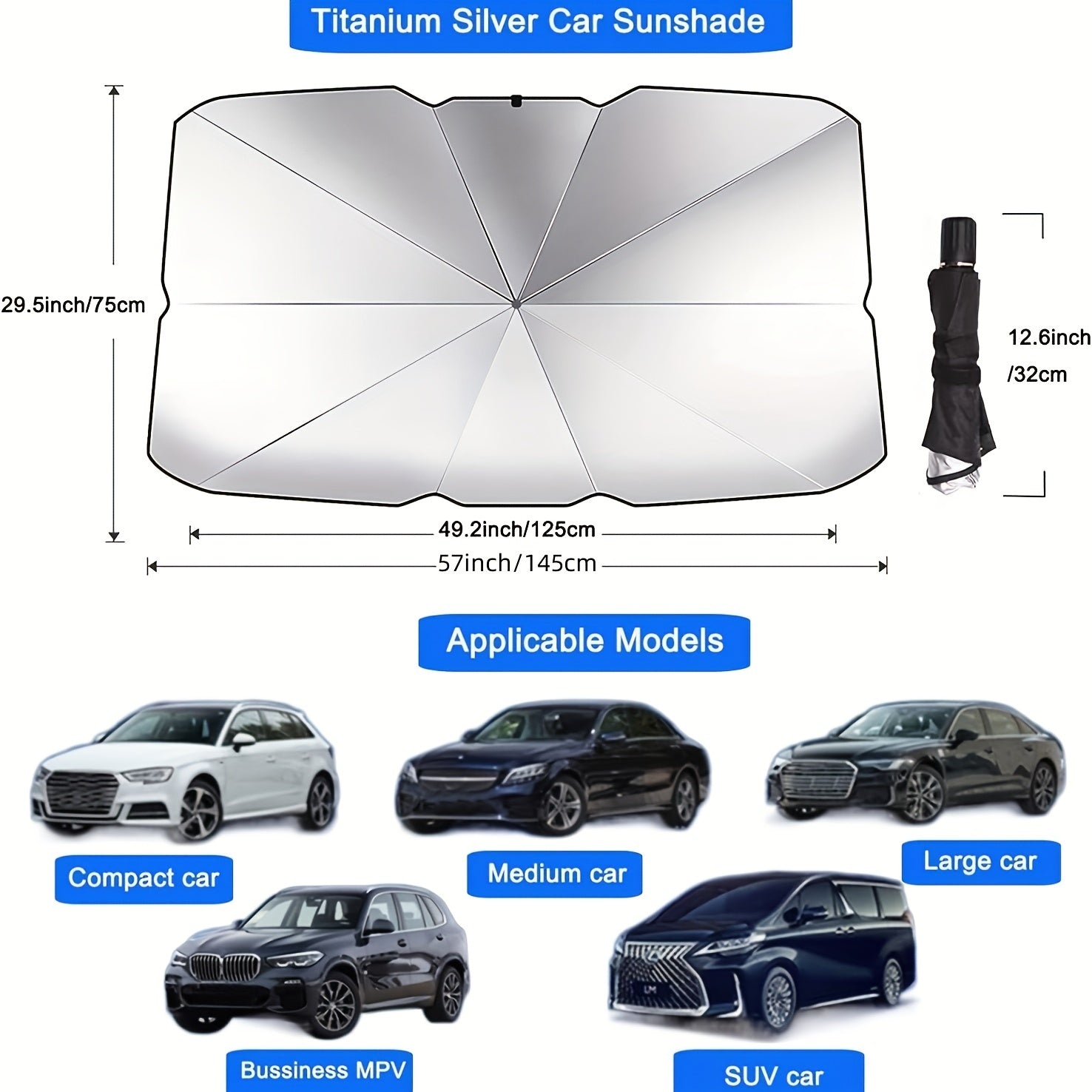 Automobile Windshield Sunshade-foldable Automobile Umbrella Sunshade, Anti-ultraviolet Car Front Window (heat Protection) Windshield Cover Card