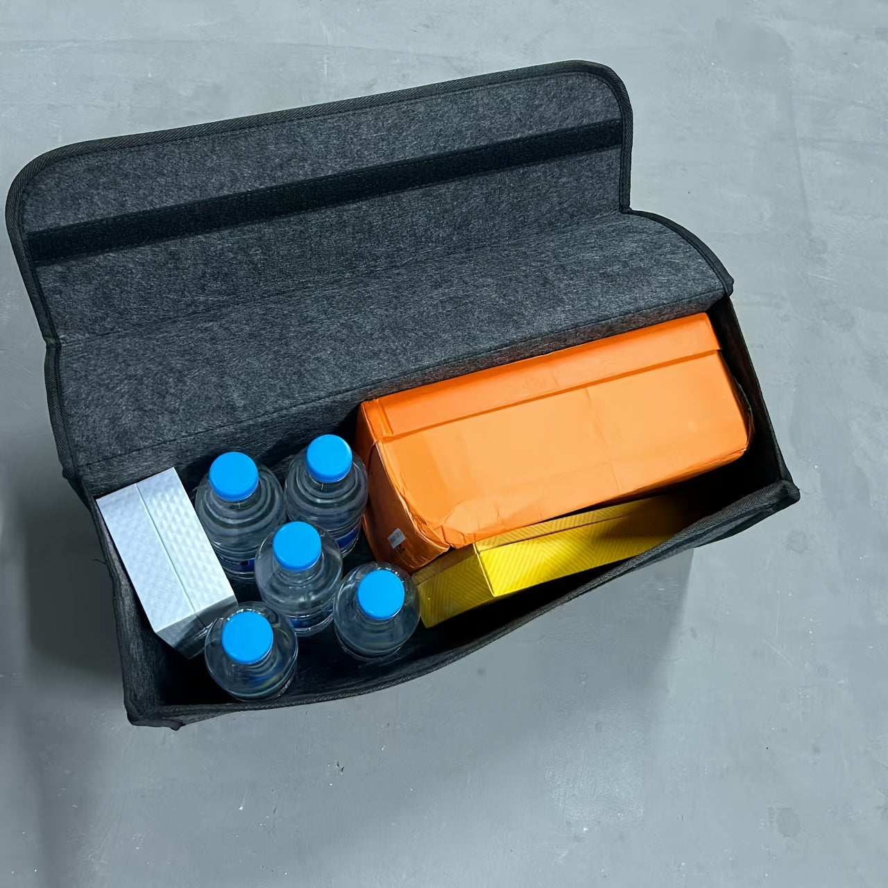 1pc Car Storage Box, Portable, Foldable Car Trunk Organizer, Felt Cloth Storage Box, Car Interior Tidying Container, Car Organizer