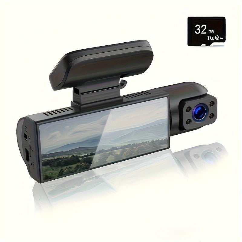 1080P Dual Camera Dash Cam For Cars With IR Night Vision, Loop Recording, And Wide Angle Lens-3.16 Inch IPS Screen, with 32GB SD Card Optional.