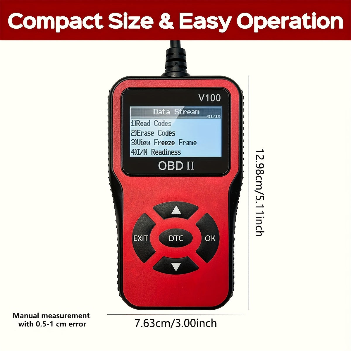 Car OBD2 Diagnostic Scanner Code Reader Engine Fault Code Reader Scanner Can Diagnose Scan Tool For All OBD II Protocol Cars Since 1996, Read Code Erase Code Battery Test Data Stream