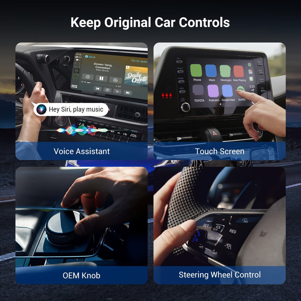 3-in-1 Android Auto Wireless Adapter, Wireless CarPlay Adapter With AirPlay, Wireless Android Auto And Apple Car Play Adapter For Factory Wired Cars From 2016, Plug And Play, Online Update