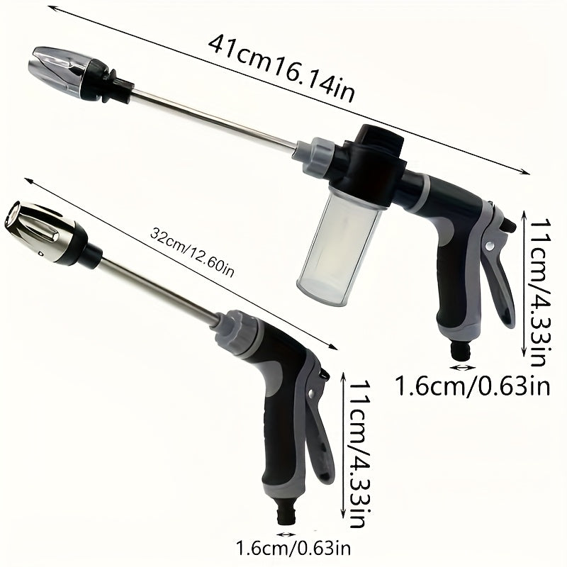 1pc Portable High-Pressure Hose Spray Gun with 3/4" and 1/2" Quick Connect Adapters, Adjustable Thick Rod Spray, Multi-Functional Garden Hose Nozzle for Car Washing and Pet Cleaning, Pet Washing Hose | Adjustable Spray Patter