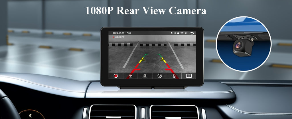 Portable Car Play Screen For Car, 7'' IPS Touch Screen With 4K Dash Cam, Wireless Android Auto Screen, 1080P Backup Camera, Voice Control, Mirror Link, GPS Navigation For Cars, Trucks, SUVs