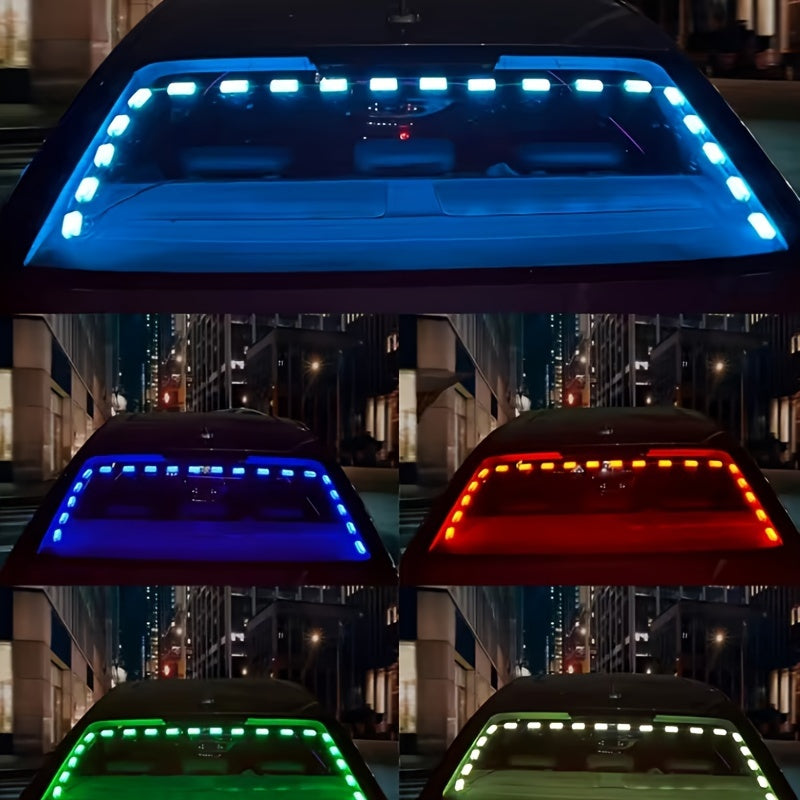 APP Remote Control Dual Control Car Atmosphere Lamp Interior Car Led Lights With Remote Music Sync Color Change RGB Rear Window Car Lighting Chasing Snake Streamer Rhythm Led Lamp With Car Charger 12V