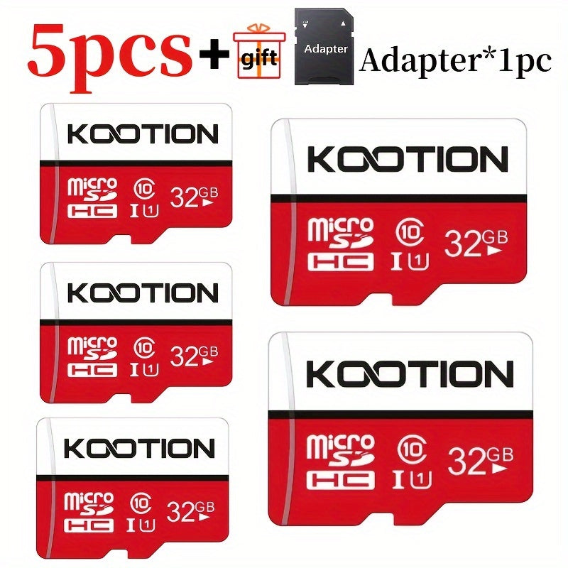 [High Speed Memory Card] KOOTION 5pcs High Speed Class 10 Mini SDXC Memory Card, 128GB 64GB 32GB 16GB 8GB 4GB 2GB 1GB 512MB 256MB 128MB TF Memory Card, C10, U1, A1 For Security Camera/Smartphone/Drone/Dash Cam/Tablet/PC