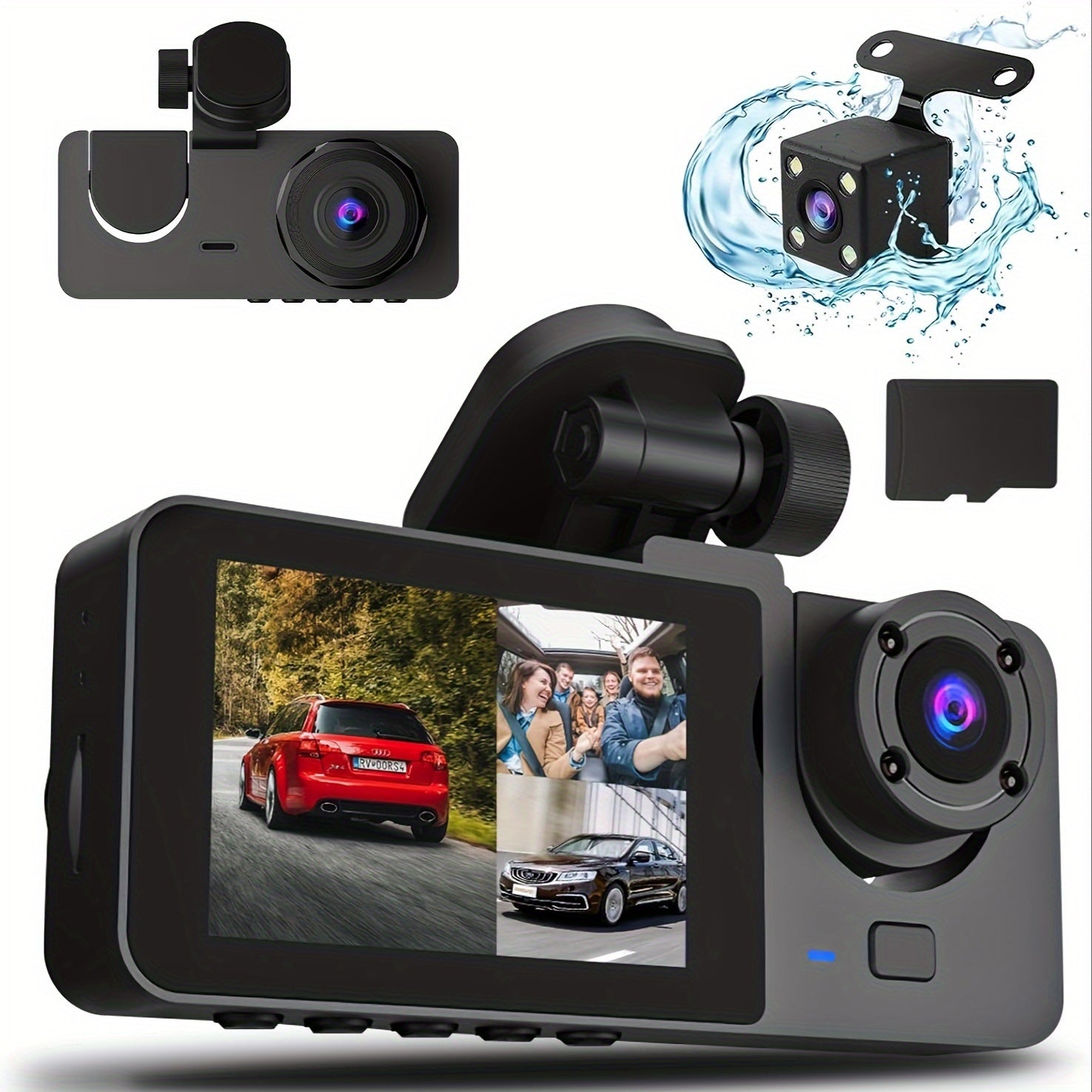 Dash Cam For Cars, 4K UHD Dash Camera for Cars Front And Inside And Behind, Car Camera With IR Night Vision, Loop Recording, Wide Angle Car DVR Camera With 3.16 Inch IPS Screen, Dual Lens Car Dashboard Video Cam
