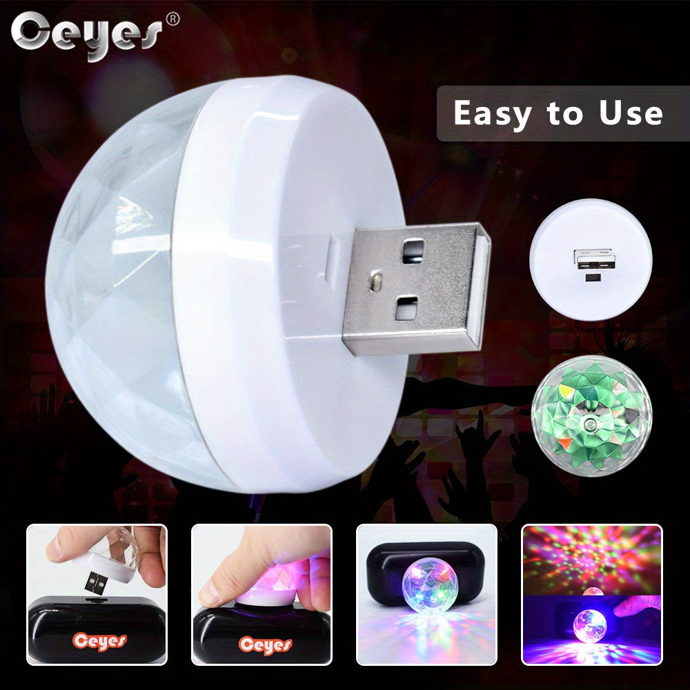 Ceyes Led Small Magic Mall/Disco Party USB Colorful Neon Lights Car LED Ambient Lights Sound Activated Mini Magic Ball Car LED Lights USB Neon Lig