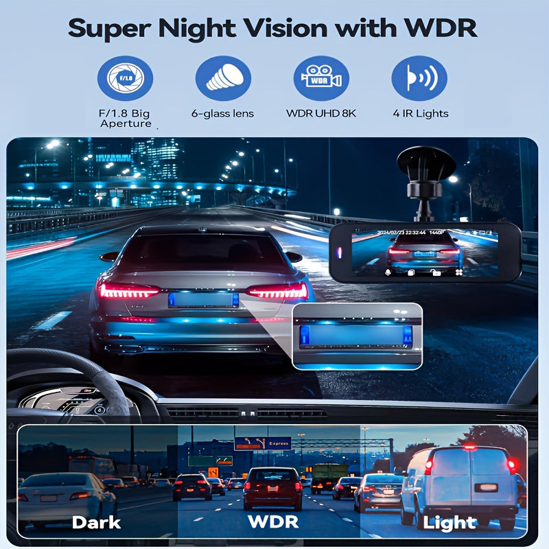 8K UHD Dash Cam - Car Camera with IR Night Vision - Front and Built-in, 3.16" IPS Screen, 170° Wide Angle, WDR, 24-Hour Parking Mode, Night Vision - Ultimate Car Safety Solution, Model A4