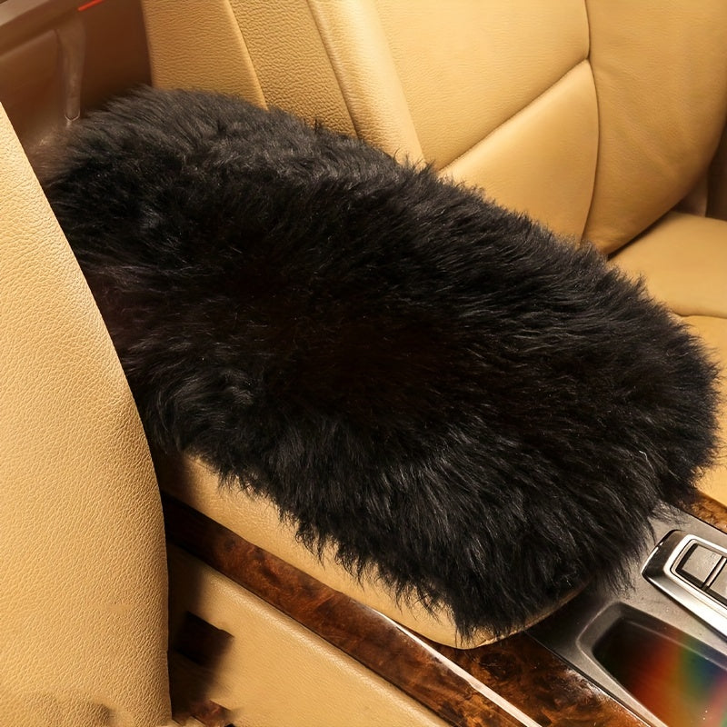 Car Armrest Pad Pure Wool Winter Warm Plush Central Armrest Cover Non-slip Pad Winter Car Supplies