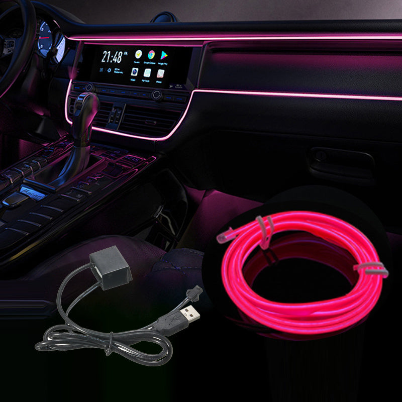 196.85inch Car Environment El Wire LED USB Flexible Neon Interior Lights Assembly RGB Light for Automotive Decoration Lighting Accessories for car party DIY Living Room and Bedroom Atmosphere Decoration, Bedroom Lights, Best