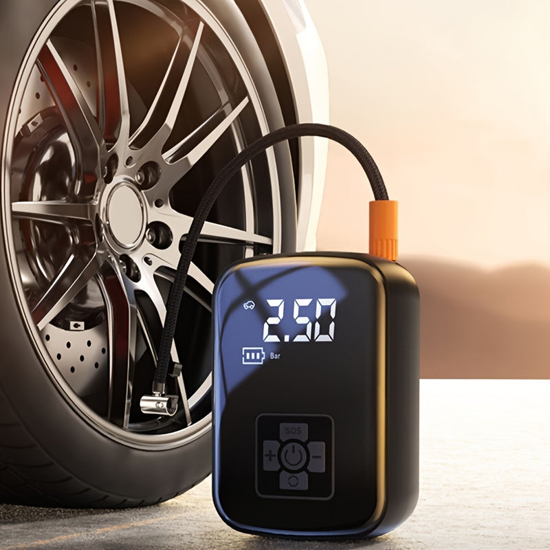 [Portable Car Air Compressor] A Portable Car Air Compressor with a Wireless Handheld Pump And Light, Suitable for Inflating And Compressing Tires of Cars And Motorcycles