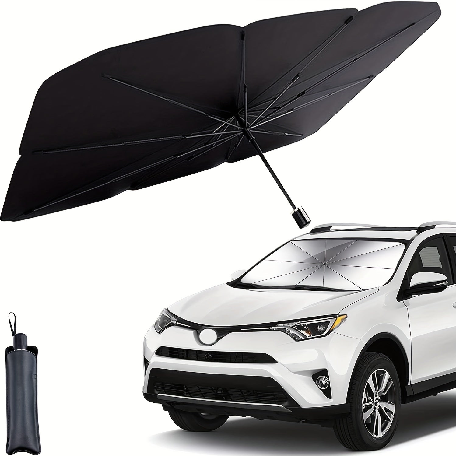 Automobile Windshield Sunshade-Foldable Automobile Umbrella Sunshade, Anti-Ultraviolet Car Front Window (Heat Protection) Windshield Cover Card