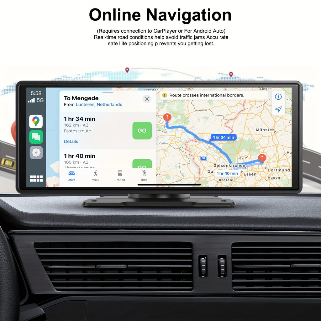 10.26 Inch/26.16cm Portable Wireless Carplayer Screen, Wireless Android Auto Car Play Car Radio, WiFi Video, Car Audio Receivers GPS Navigation Mirror Link, Double B&T, FM, Siri, Mp5 Player, Optional Backup Camera