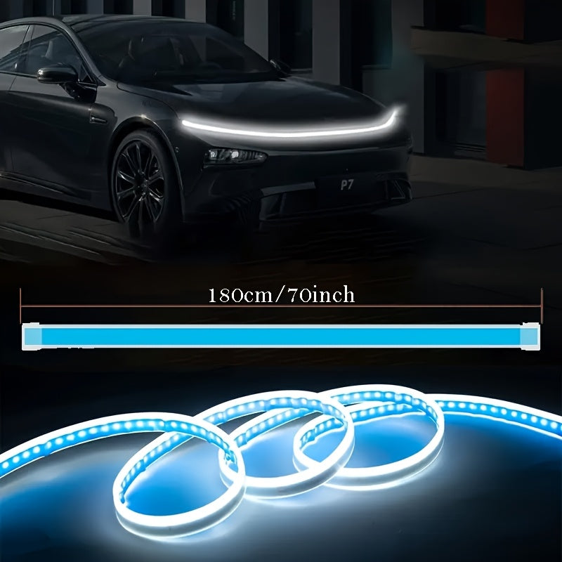 70 Inches, Car Hood/tailgate Installation Light Bar with Dynamic Scanning Welcome Mode Effect, 12V Hard-wired Installation Car LED White Light Bar with Turn Signal Effect, Suitable for Cars, SUVs, Etc. (white Light)