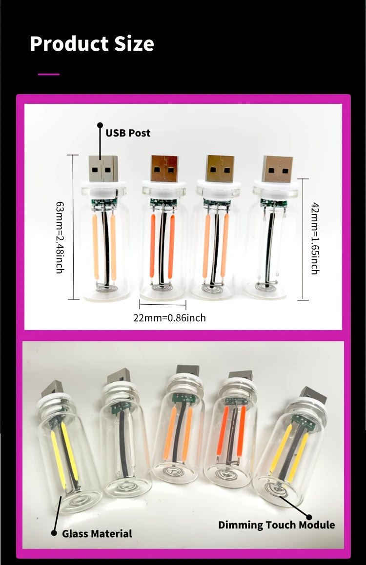 MUSCLECOW USB Car LED Ambient Light with Touch Control - Adjustable Brightness, No Wiring Required, Interior Mood Lighting, Night Light Decor, 5V Plug-and-Play, Fit for All Vehicles