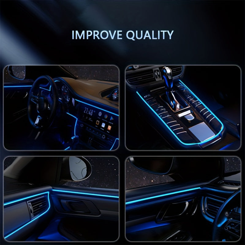 RGB 5 In 1 Ambient Lighting Kit, Interior Lights, Car Led Strip Lights, Led Light Bar For Car With Music Sync Function, USB Neon Light Accessories