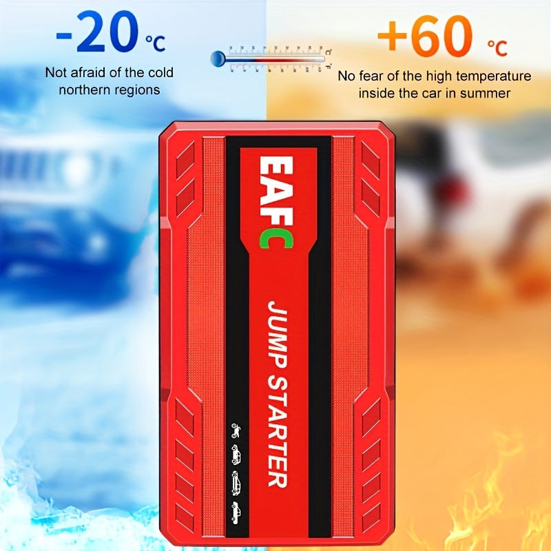 Portable Car Jump Starter Power Bank - 12V Auto Starting Device with LED Light, Supports 12V Gasoline Cars Up to 3.0L, Emergency Booster for Safe and Reliable Jump Starting