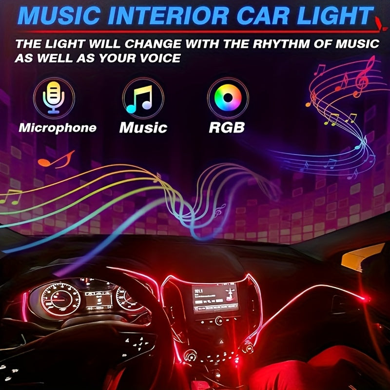 Interior Car LED Strip Lights, 5 In 1 Ambient Lighting Kits With 236inches Fiber Optic, 16 Million Colors Car Interior Lights With Wireless APP And Remote Control, Sync To Music, Without Battery