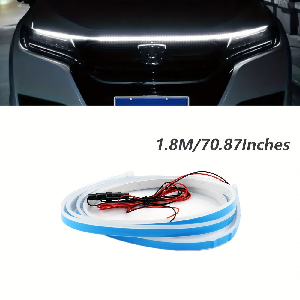 Car LED Hood Light Universal Flexible Scan Light Strip Car Decoration Atmosphere Light Ambient Atmosphere White Ice Blue