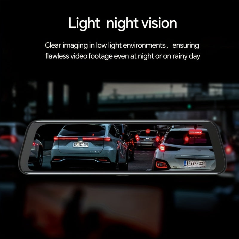 10" 1080P Touch Screen Smart Rear View Mirror Camera - On-Dash Cameras with Front and Rear Dash Cam, 32GB Card, Parking Monitor, Reverse Assist, and Wide Angle Lens for Safe Driving