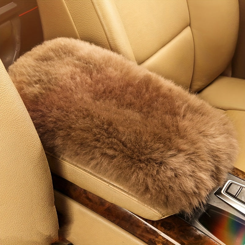 Car Armrest Pad Pure Wool Winter Warm Plush Central Armrest Cover Non-slip Pad Winter Car Supplies