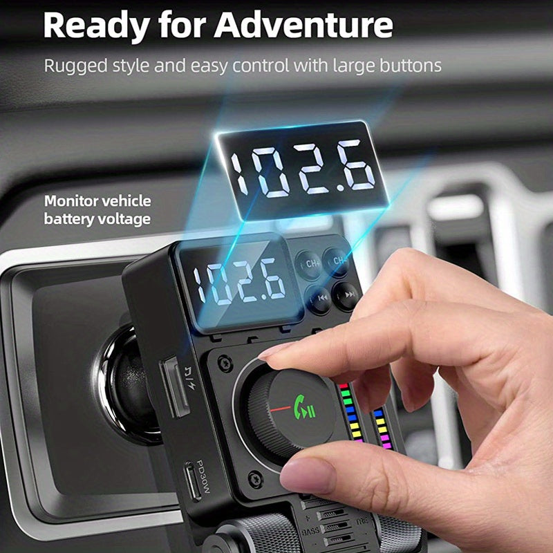 JaJaBor FM Transmitter: Boost Your Car Audio with Treble & Bass Control, 30W Fast Charging, and Hands-Free Wireless Kit