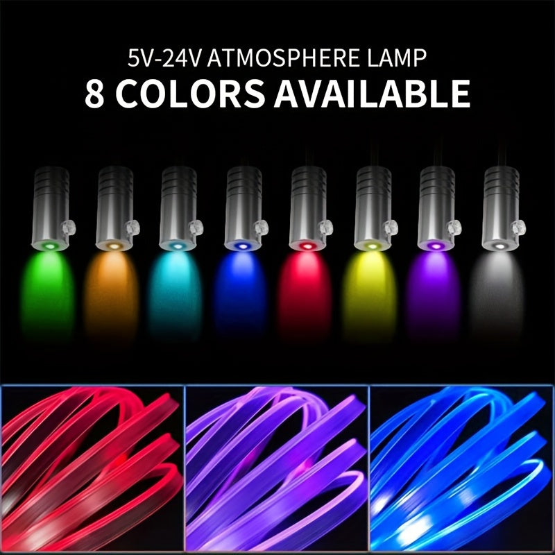 1 Set Interior Car LED Strip Lights, Kit with Wireless App, RGB 5 in 1 Ambient Lighting Kits with 236 inches Fiber Optic, 16 Million Colors Car Neon Lights, Sync to Music, Universal 5V 12V