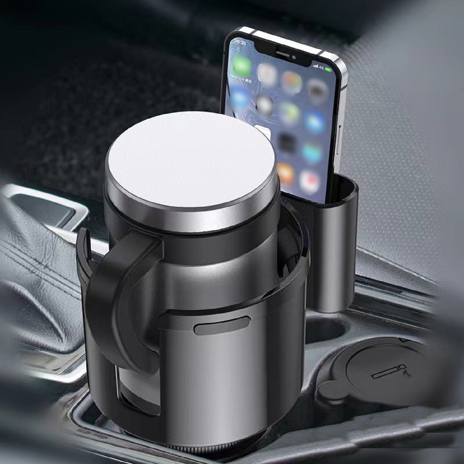 2-in-1 Cup Holder Phone Holder For Car, Multifunctional Large Cup Holder, Fits For Yeti, Stanley 32/40/46, Car Drinking Bottle Holder
