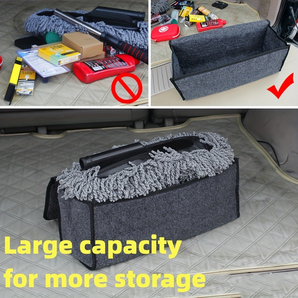 1pc Car Storage Box, Portable, Foldable Car Trunk Organizer, Felt Cloth Storage Box, Car Interior Tidying Container, Car Organizer