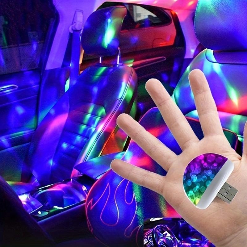USB-Powered Car LED Light - Voice-Controlled, Rotating Stage & Party Atmosphere Lamp